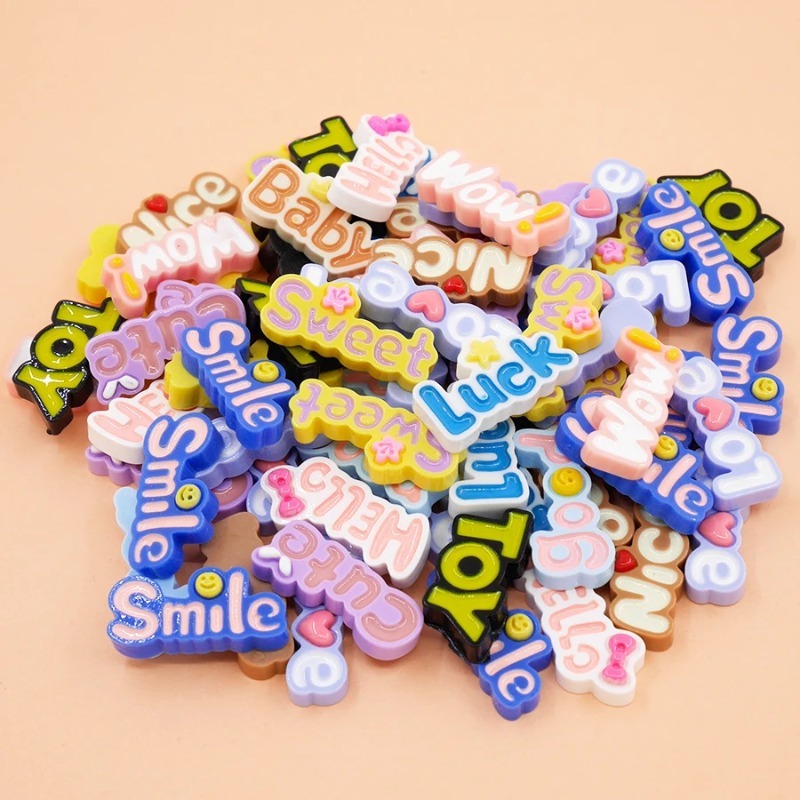 10Pcs Cute Flat Back Wow Luck  - Resin Art Alphabet 评论和价格